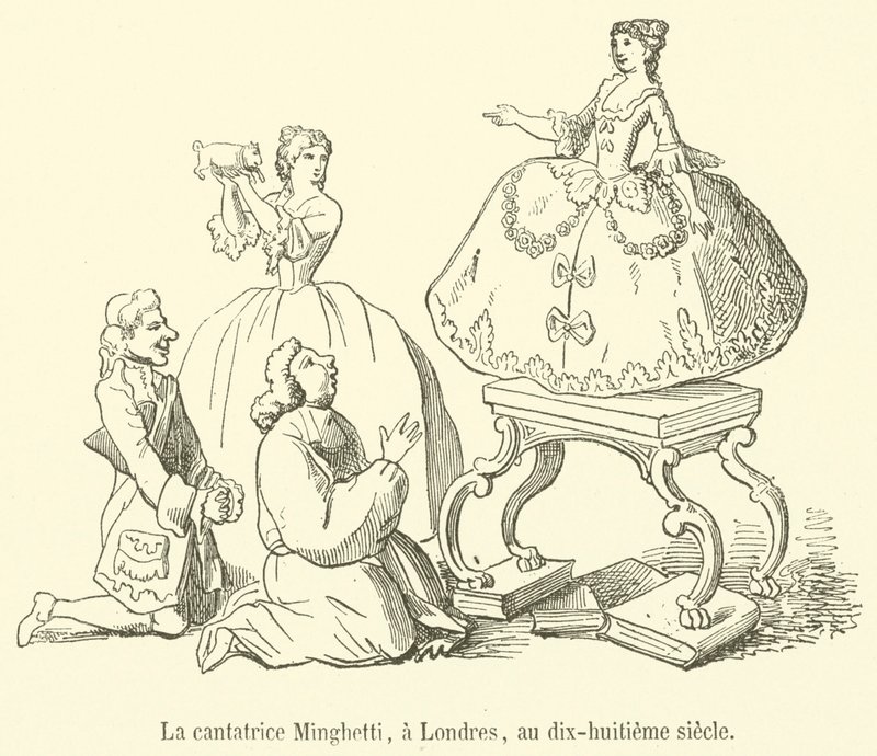 The Singer Minghetti, in London, in the Eighteenth Century (engraving) by French School