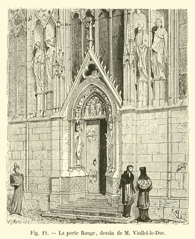 The Red Door, Drawing by M. Viollet-le-Duc by French School