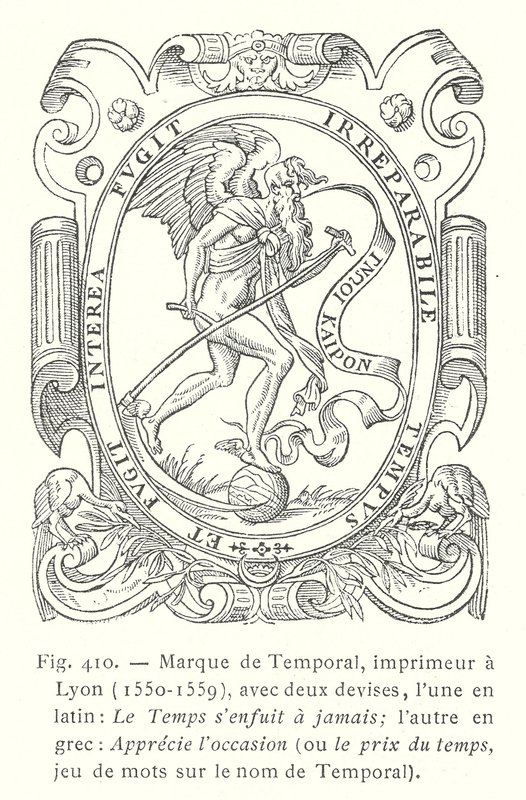 Label of Jean Temporal, French printer from Lyon by French School
