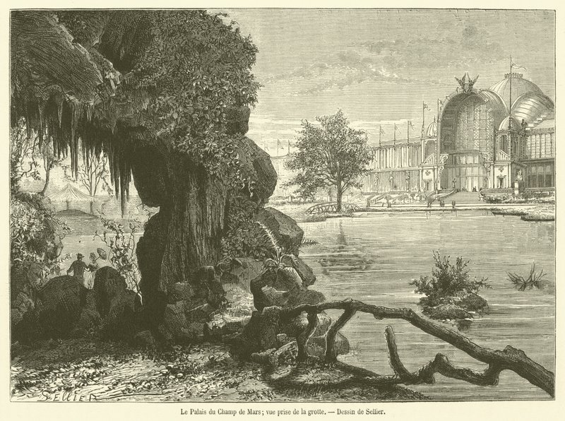 The Palace of the Champ de Mars, View from the Grotto (engraving) by French School