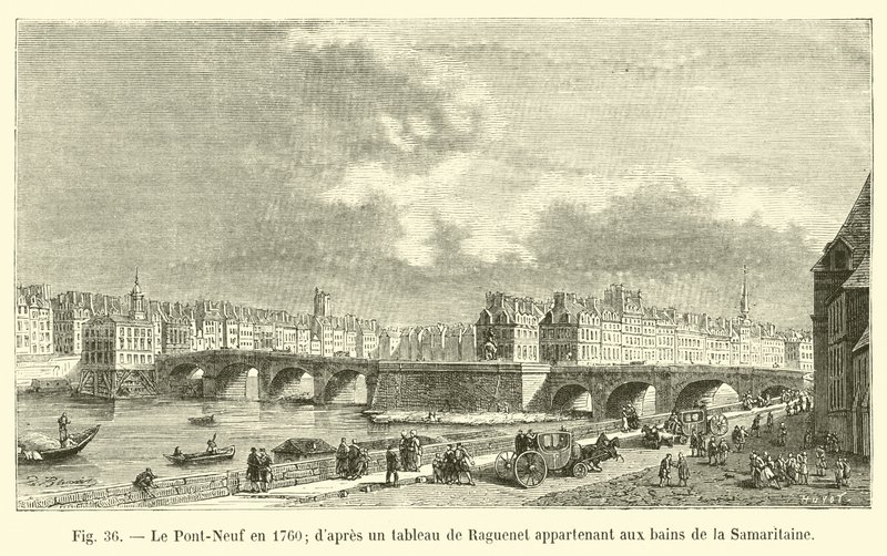 The Pont-Neuf in 1760, after a painting by Raguenet belonging to the baths of the Samaritaine by French School