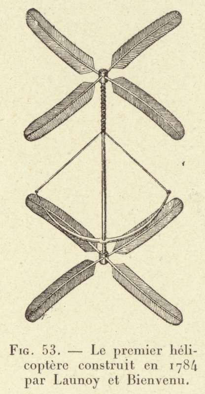 The First Helicopter Built in 1784 by Launoy and Bienvenu (engraving) by French School