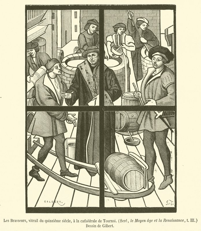 The Brewers, 15th Century Stained Glass, Tournai Cathedral by French School