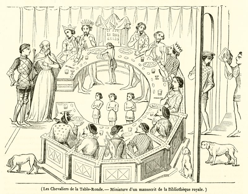 The Knights of the Round Table, Miniature from a manuscript of the Royal Library by French School