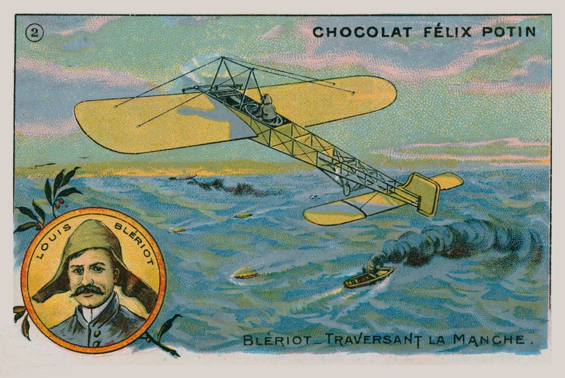 Louis Bleriot Making the First Flight Across the English Channel in a Heavier Than Air Aircraft, 1909 by French School