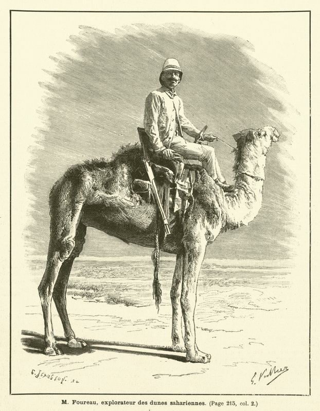 M Foureau, Explorer of the Saharan Dunes (engraving) by French School