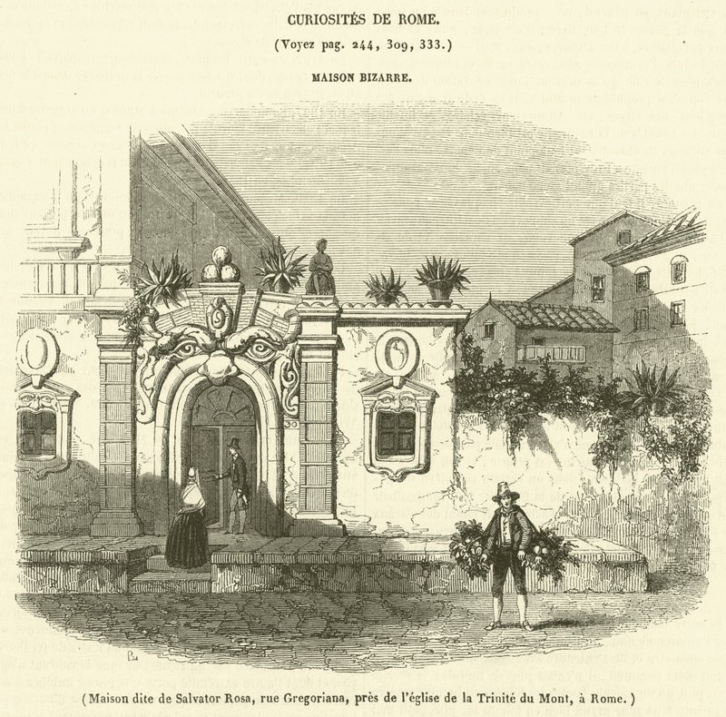 House known as Salvator Rosa, Gregoriana Street, near the Church of the Trinity of the Mount, in Rome (engraving) by French School
