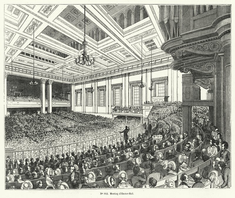 Meeting of the Anti-Corn Law League in Exeter Hall, London by French School