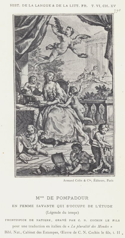 Mme De Pompadour, as a Learned Woman Engaged in Study, Legend of the Time by French School