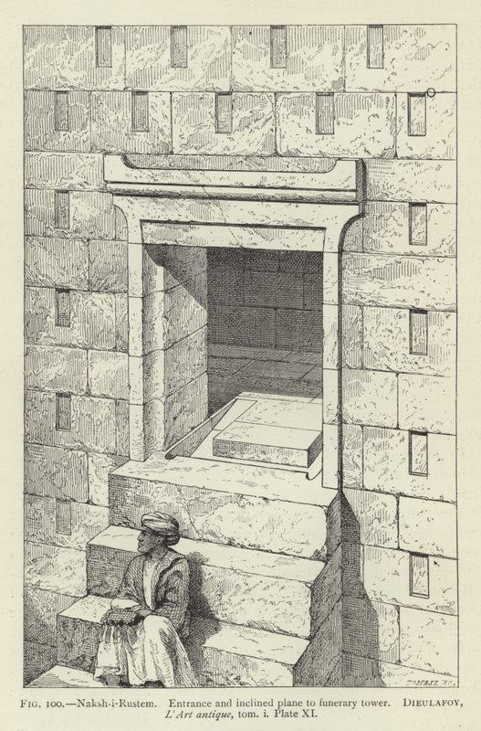 Naksh-i-Rustem, Entrance and Inclined Plane to Funerary Tower by French School