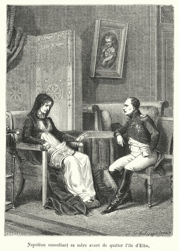 Napoleon Consulting His Mother Before Leaving the Island of Elba by French School
