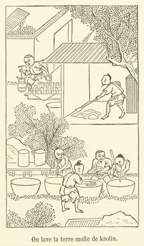 Washing Soft Kaolin Earth (engraving) by French School