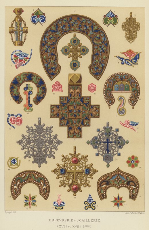 Goldsmithing and Jewelry (16th and 17th Centuries) (chromolitho) by French School