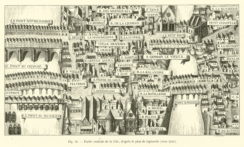 Central Part of the Cite, after the Tapestry Plan, circa 1540 by French School