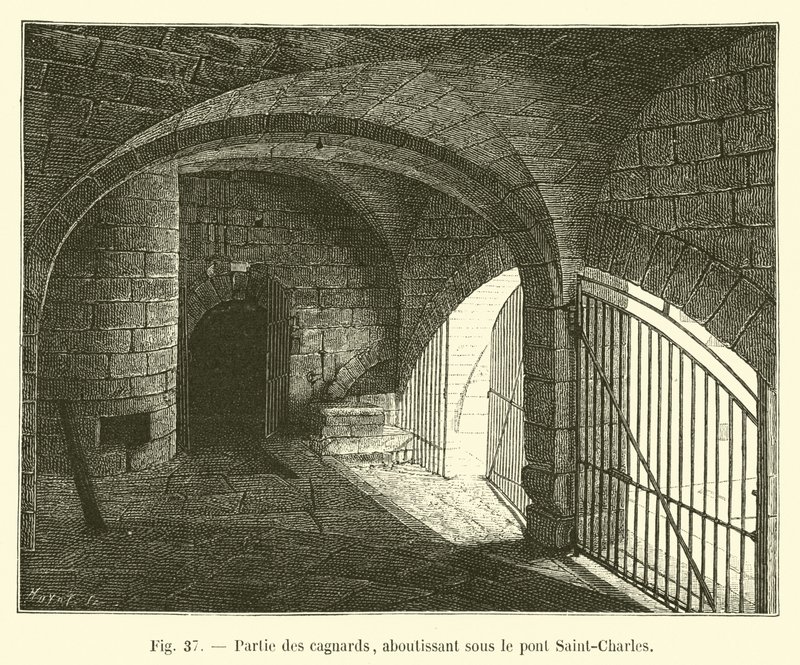 Part of the cagnards, ending under the Saint-Charles bridge by French School