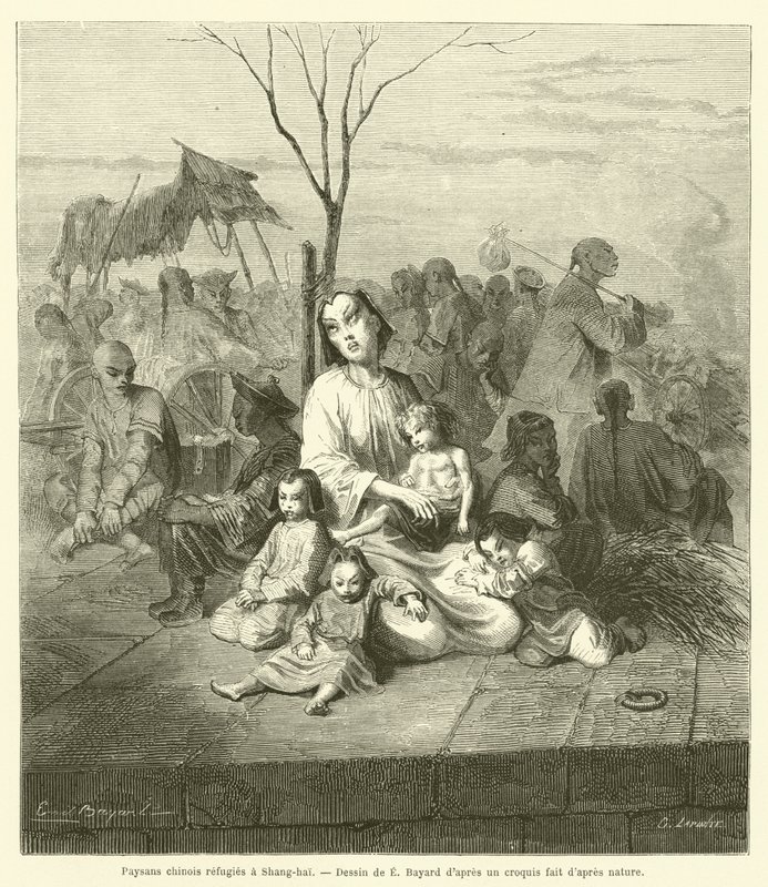 Chinese peasants refugees in Shanghai by French School