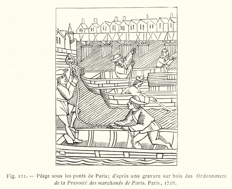 Toll Under the Bridges of Paris; After a Wood Engraving from the Ordinances of the Provost of the Merchants of Paris by French School