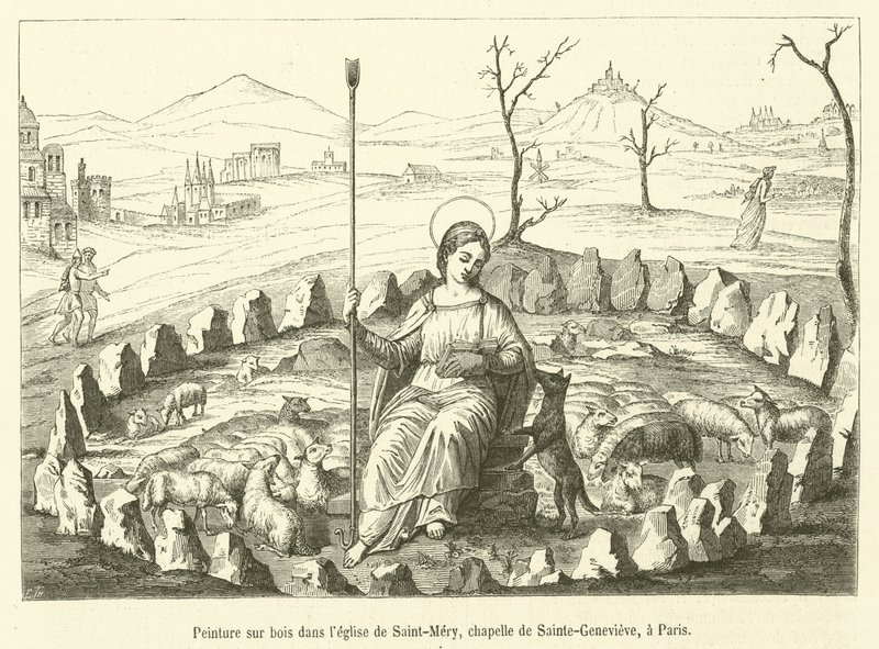 Painting on Wood in the Church of Saint-Mery, Chapel of Sainte-Genevieve, in Paris by French School