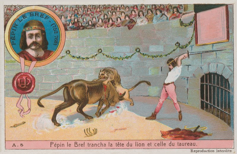 Pepin the Short (752-768) Attacking the Head of the Lion and the Bull by French School