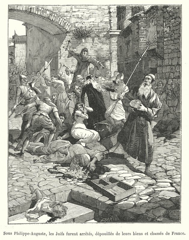 Persecution of French Jews during the reign of King Philip Augustus, late 12th Century by French School