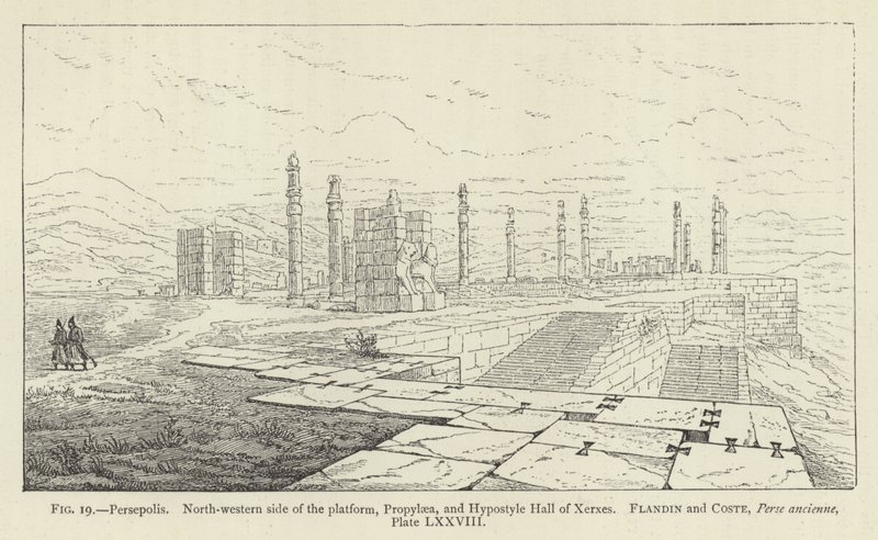 Persepolis, North-Western Side of the Platform, Propylaea, and Hypostyle Hall of Xerxes by French School