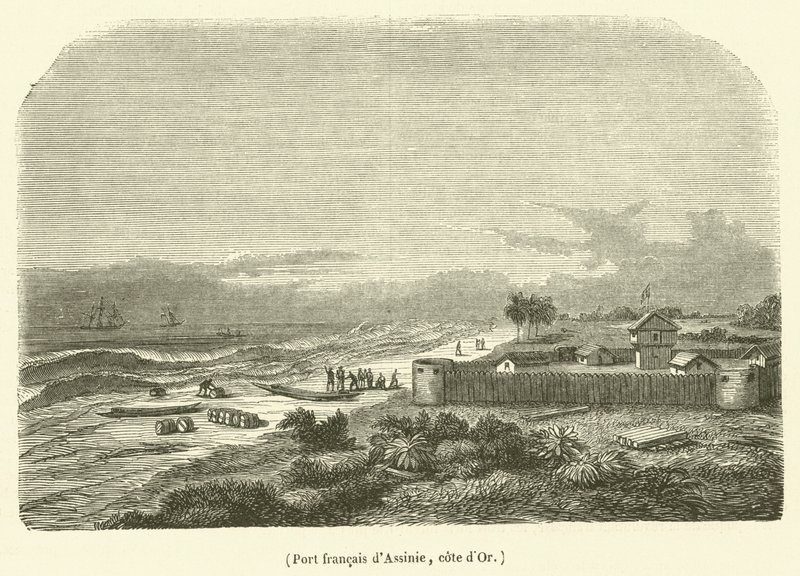 French Port of Assinie, Gold Coast (engraving) by French School