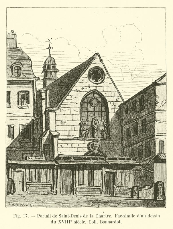 Portal of Saint-Denis de la Chartre, Facsimile of an 18th Century Drawing, Coll Bonnardot by French School