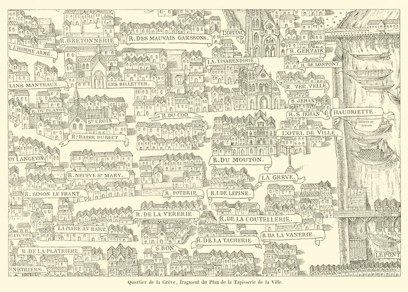 Quarter of the Greve, fragment of the Plan of the Tapestry of the City by French School