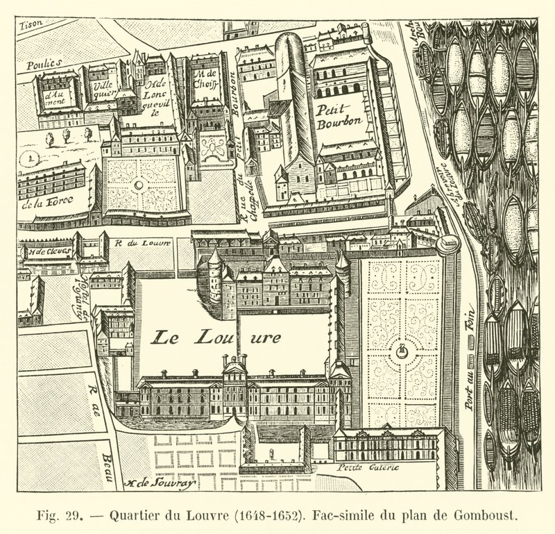 Louvre district, 1648-1652, facsimile of the plan by Gomboust by French School