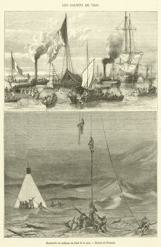 Search for Millions at the Bottom of the Sea (engraving) by French School