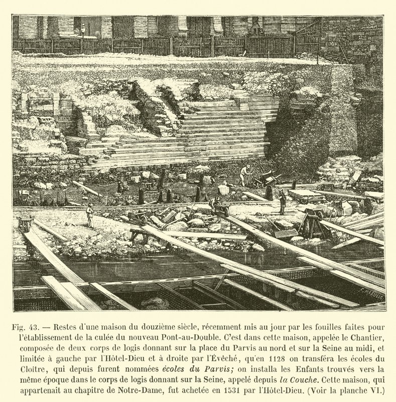 Remains of a twelfth-century house, recently unearthed by excavations for the establishment of the abutment of the new Pont-au-Double by French School