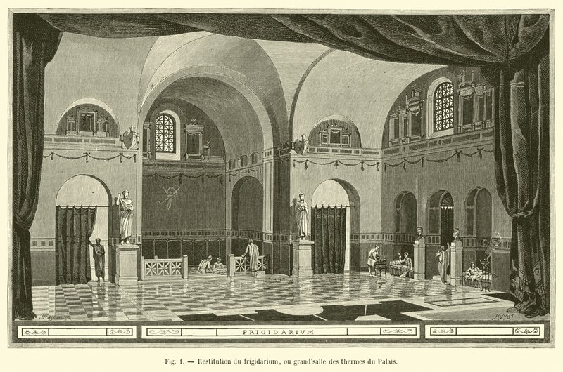Restoration of the Frigidarium, or Great Hall of the Baths of the Palace by French School