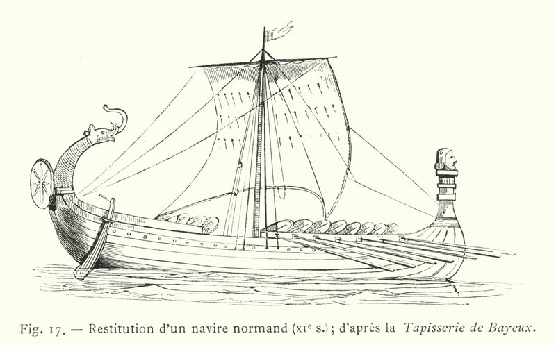 Restoration of a Norman Ship, 11th Century; After the Bayeux Tapestry by French School