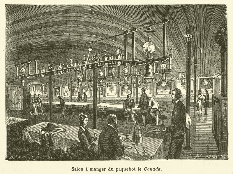 Dining Room of the Steamer Canada by French School