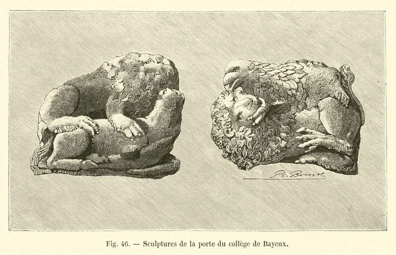 Sculptures of the Bayeux College Gate by French School