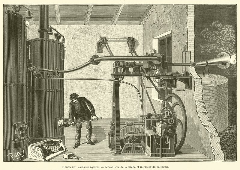 Acoustic Signals, Mechanism of the Siren and Interior of the Building by French School