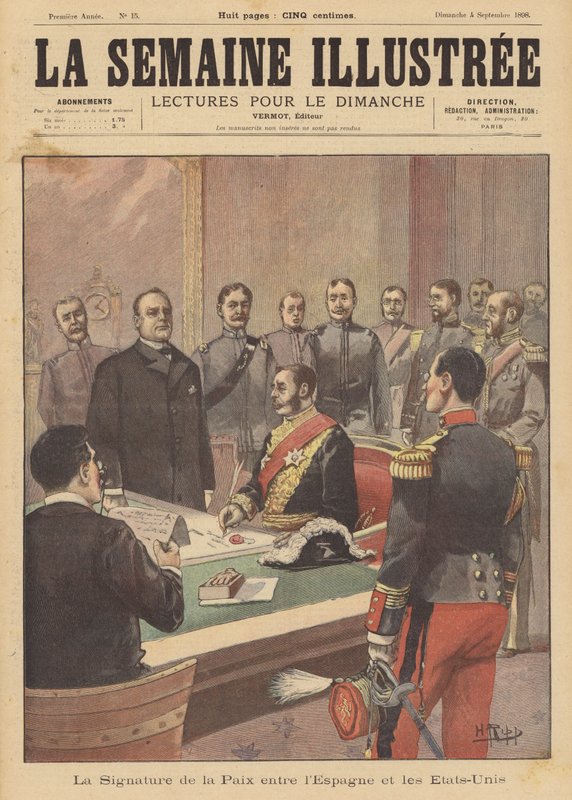 Signing of a Protocol of Peace Ending Hostilities in the Spanish-American War, Washington DC, 12 August 1898 by French School