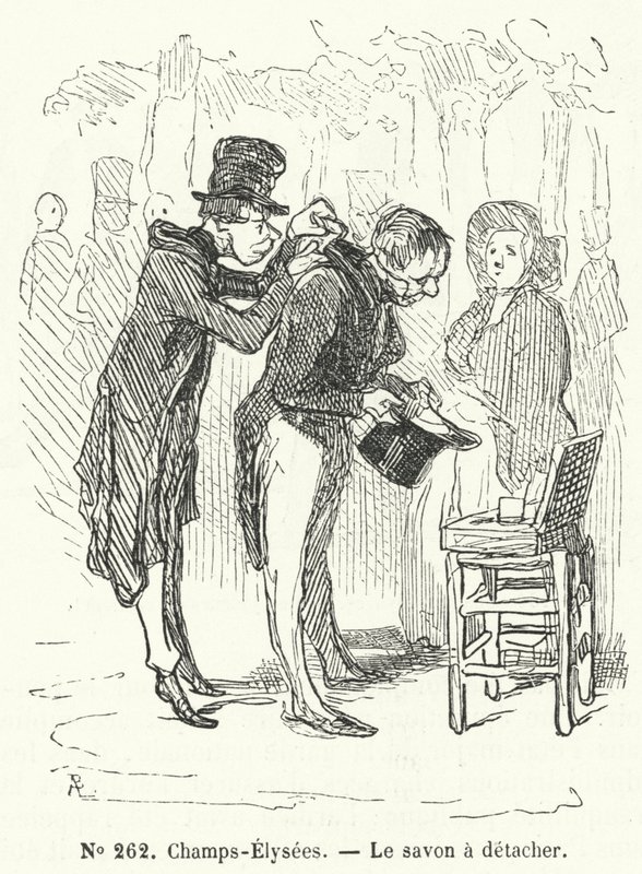Soap Vendor on the Champs Elysees, Paris (engraving) by French School