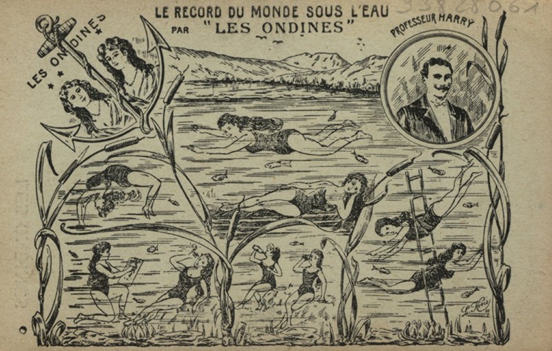 Swimming girls by French School