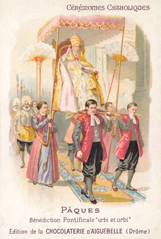 The pope being carried to make his traditional Easter blessing by French School