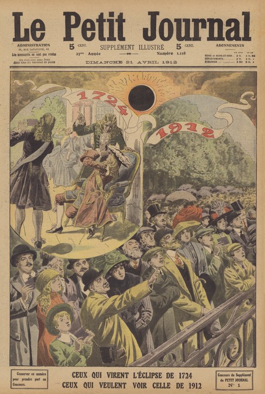 Total solar eclipses in 1724 and 1912 by French School