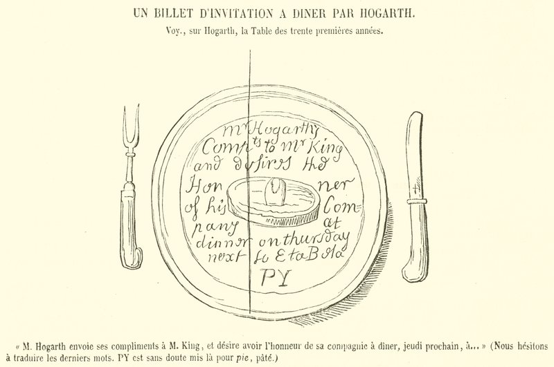 A Dinner Invitation Ticket by Hogarth (engraving) by French School