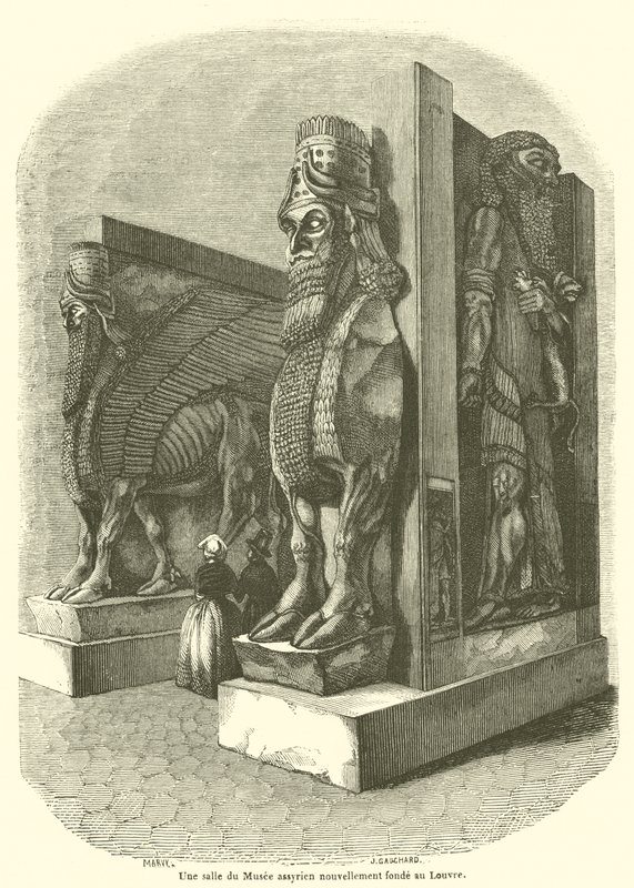 A Room in the Newly Founded Assyrian Museum at the Louvre (engraving) by French School