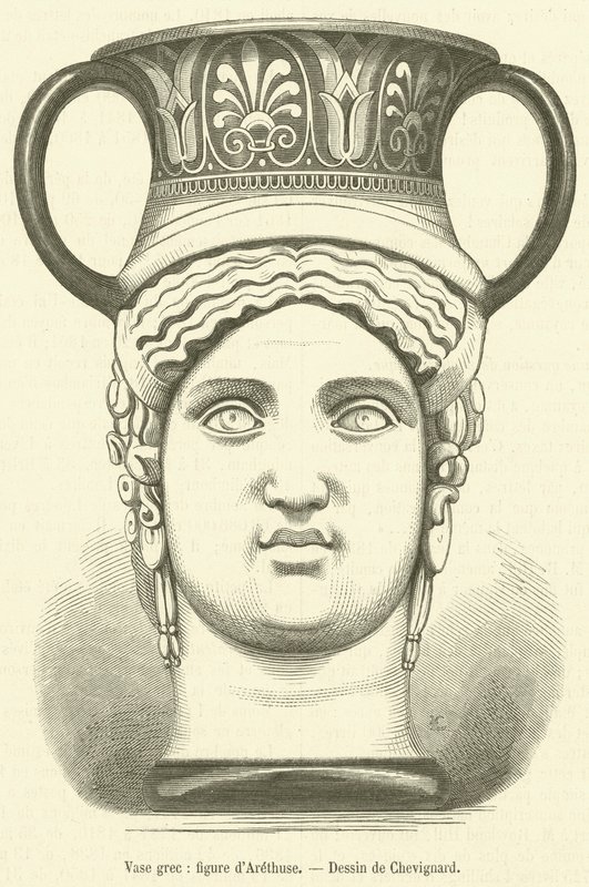Greek Vase, Figure of Arethusa (engraving) by French School