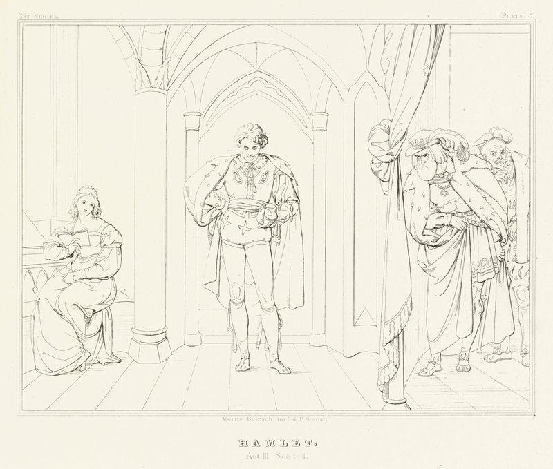 Hamlet, Act III, Scene 1 (engraving) by Friedrich August Moritz Retzsch