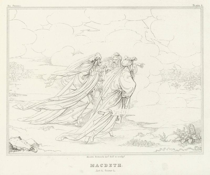 Macbeth, Act I, Scene 1 (engraving) by Friedrich August Moritz Retzsch