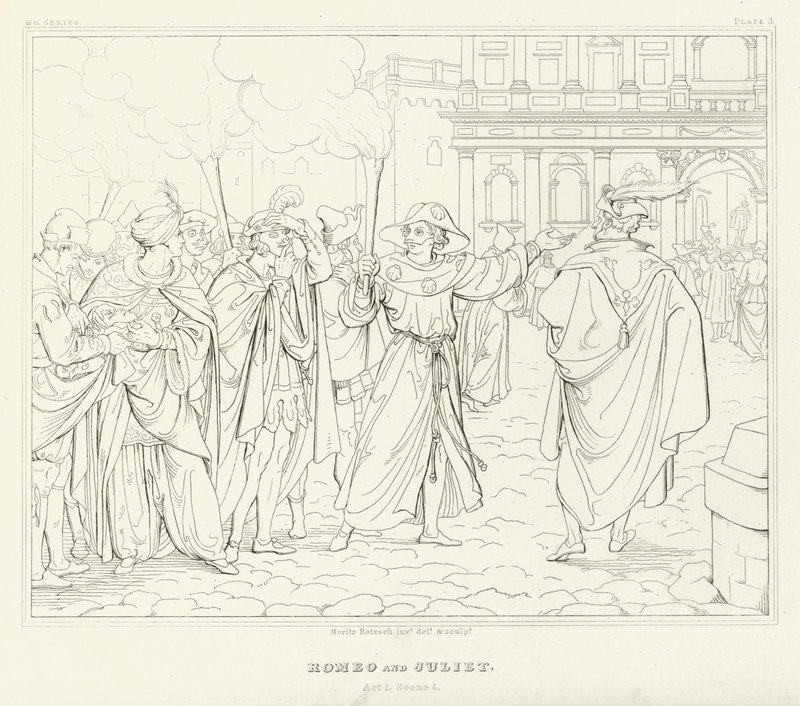 Romeo and Juliet, Act I, Scene 4 (engraving) by Friedrich August Moritz Retzsch