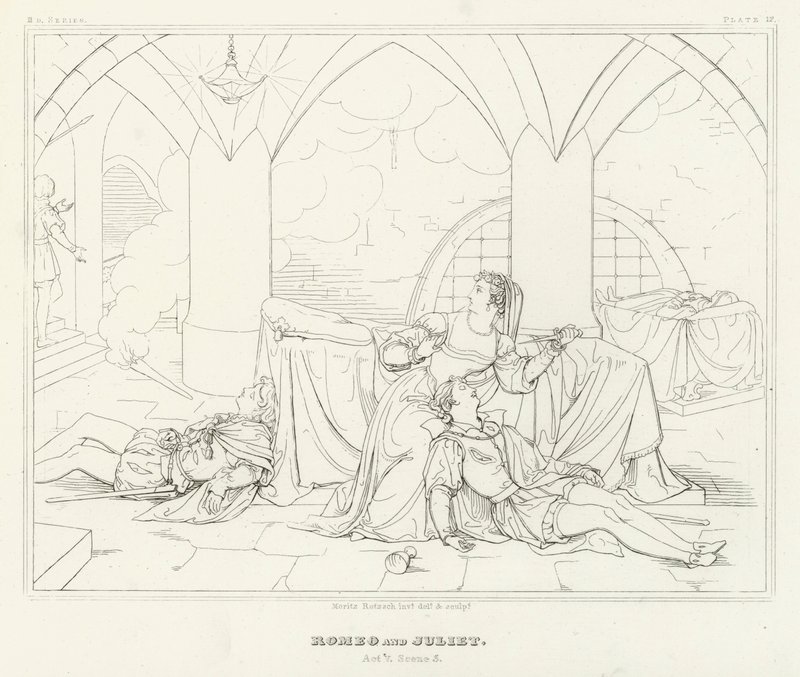 Romeo and Juliet, Act V, Scene 3 (engraving) by Friedrich August Moritz Retzsch