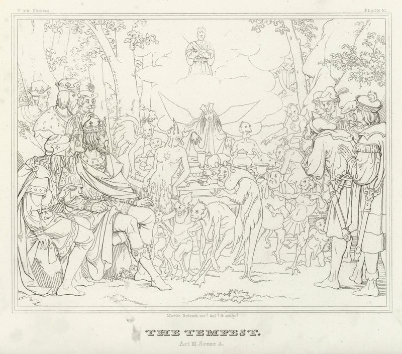 The Tempest, Act III, Scene 3 by Friedrich August Moritz Retzsch