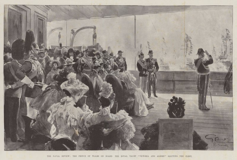 The Naval Review, the Prince of Wales on Board the Royal Yacht Victoria and Albert saluting the Fleet by G.S. Amato